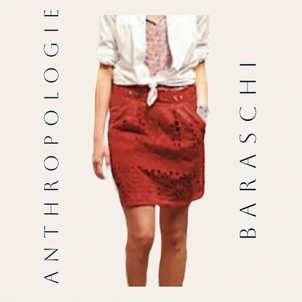 0888. ANTHROPOLOGIE YOANA BARASCHI TOMATO TOMATO PICKING SKIRT SIZE 4
